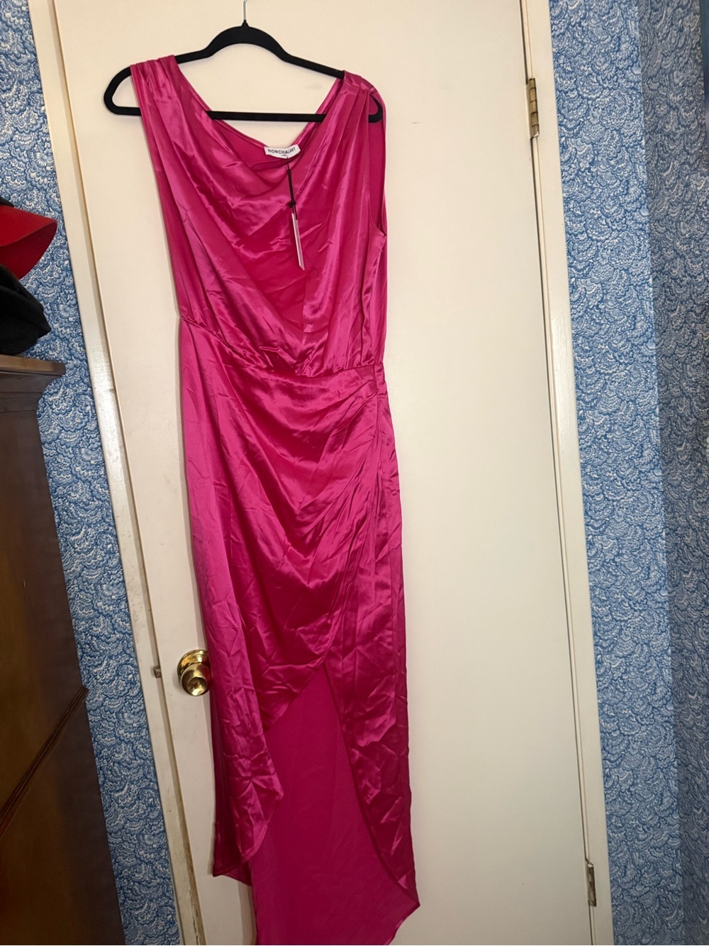NONchalant Hot Pink Satin High-Low Evening Dress